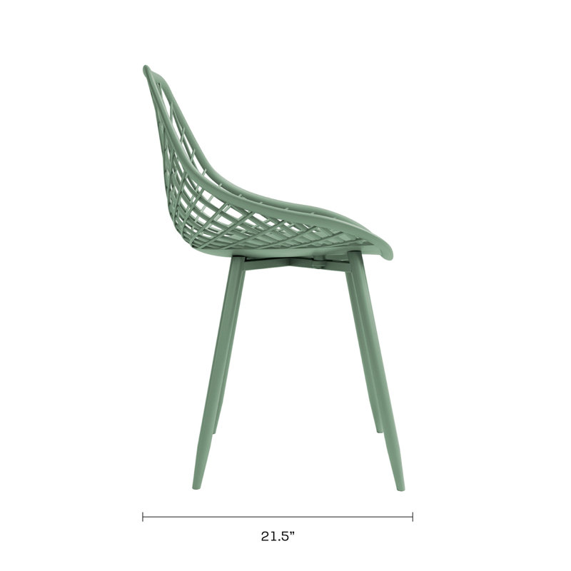 Upton Indoor and Outdoor Dining Chair with Ergonomic Seat and Steel Legs, Aloe Green