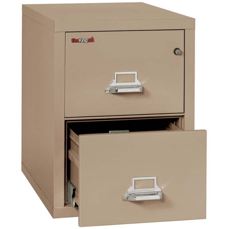 Classeur vertical ignifuge à 2 tiroirs, Taupe, Serrure à clé, l 20,81 po