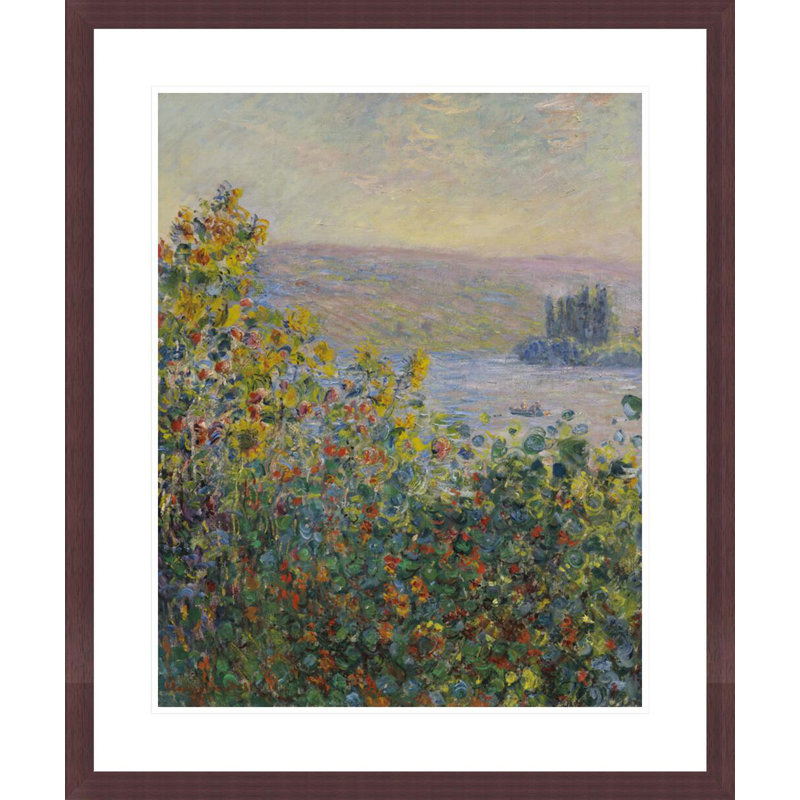Parterres de fleurs à Vétheuil par Claude Monet, impression giclée encadrée, H 28,09 po x l 23,5 po