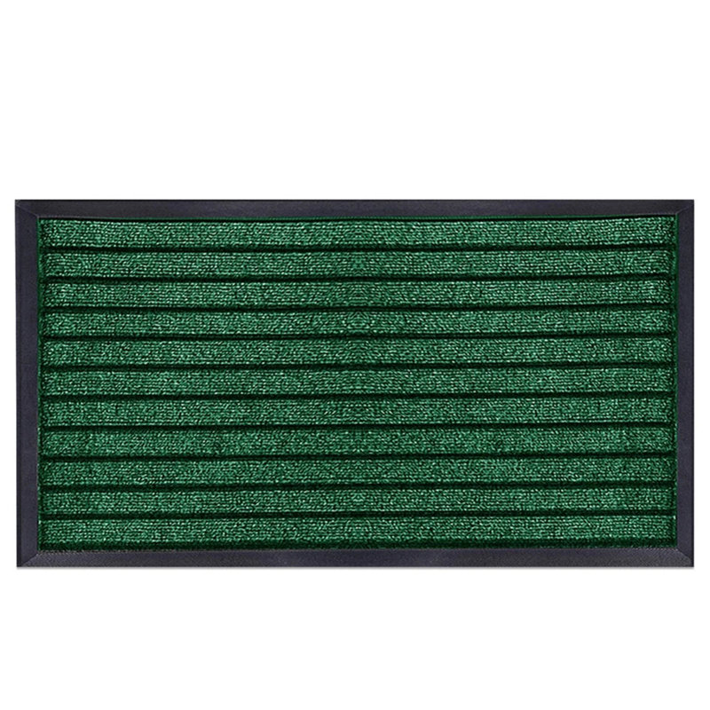 Heavy Duty Dirt Trapper Door Mat & Hallway Runner – Non-Slip Indoor Outdoor Washable Rubber Backed Entrance Mat, Green