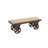 Crothers Wooden Vintage Industrial Inspired Brown Bench with Wheels and Linen Upholstered Seat