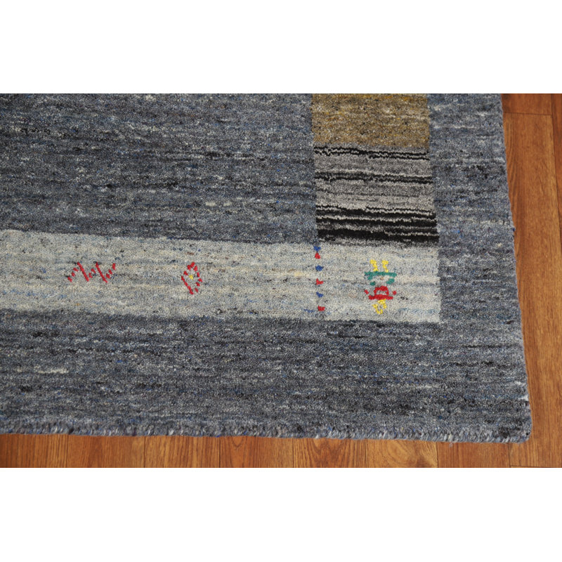 Handmade Gray Gabbeh Oriental Rug