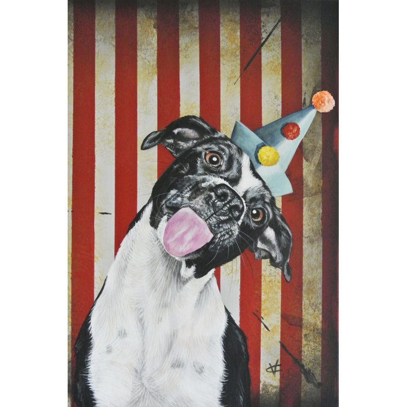 Party Dog I by Victoria Coleman - Print on Canvas, Wrapped Canvas, 46cm H x 30cm W