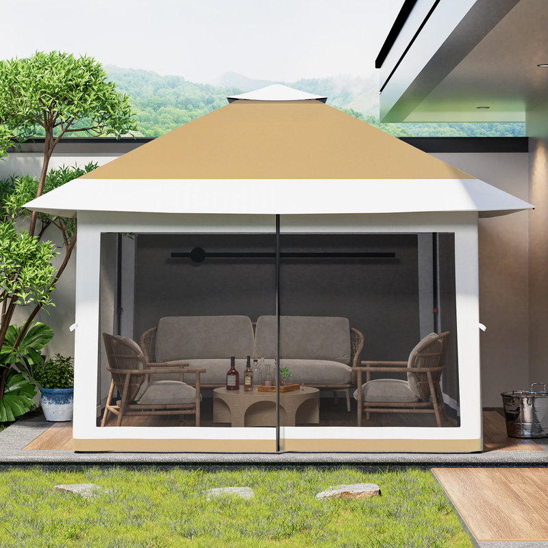 Easy One-Push Setup Pop-Up Canopy 12x12 FT – Outdoor Canopy Tent with Mosquito Netting, Waterproof, 4 Sand Bags, Wheeled Storage Bag – Perfect for Backyard, Patio, Garden, Parties, BBQs