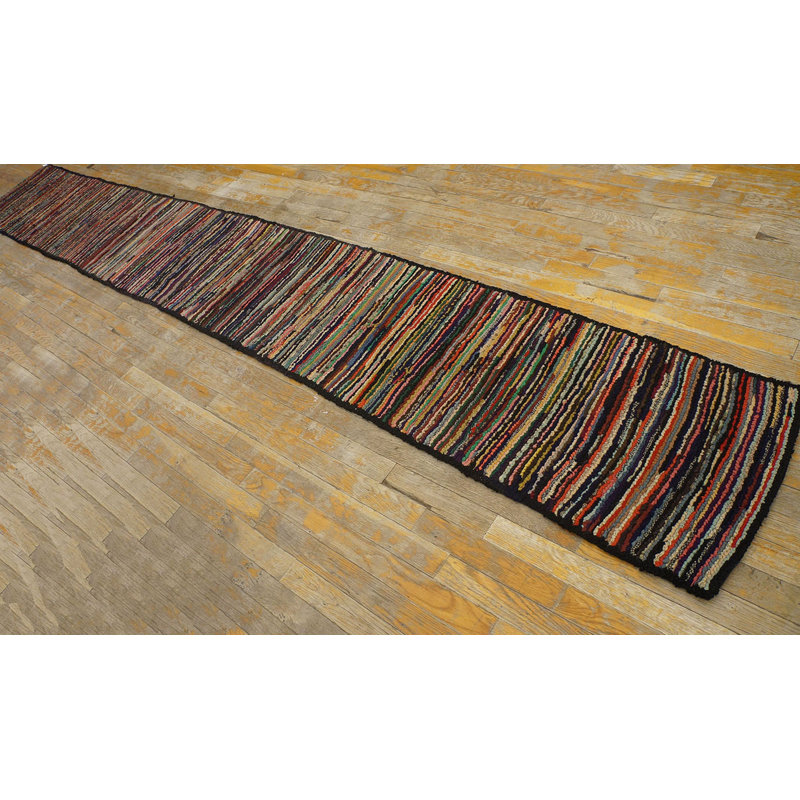 Antique American Hooked Usa Allover Geometric Rug