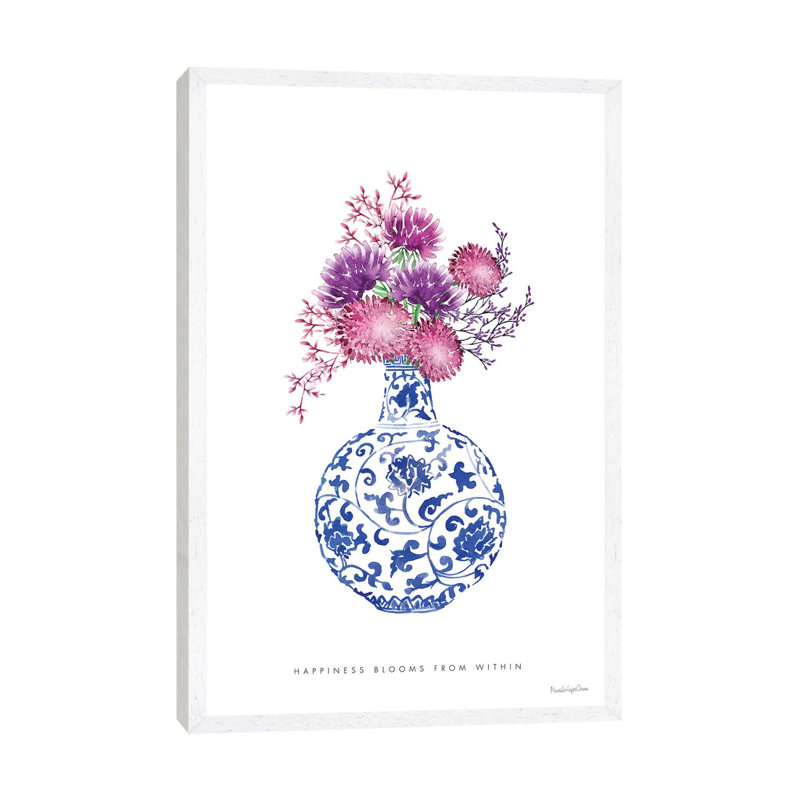 Chinoiserie Style I by Mercedes Lopez Charro - Print on Canvas, 152.5 cm H x 101.5 cm W, White Framed