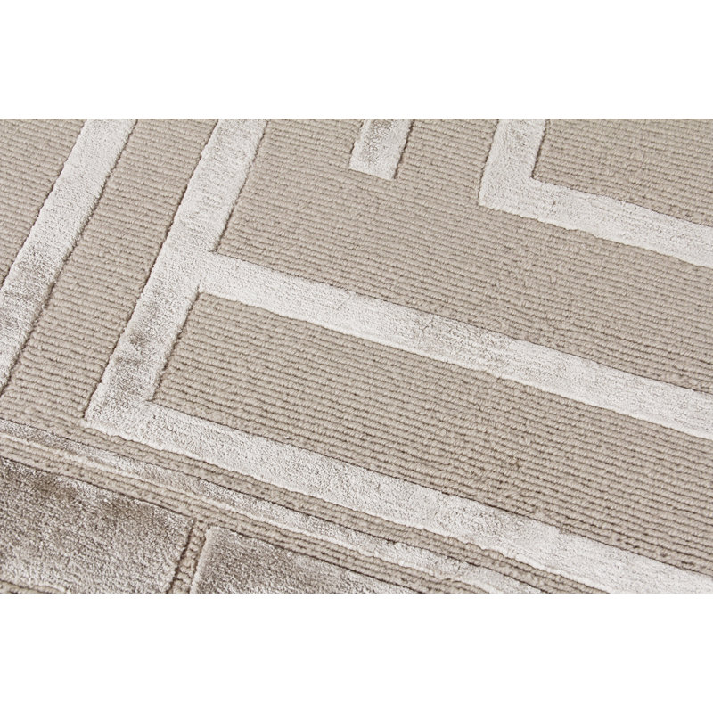 Metro-Velvet Geometric Area Rug in Beige, Rectangle 8' x 10'
