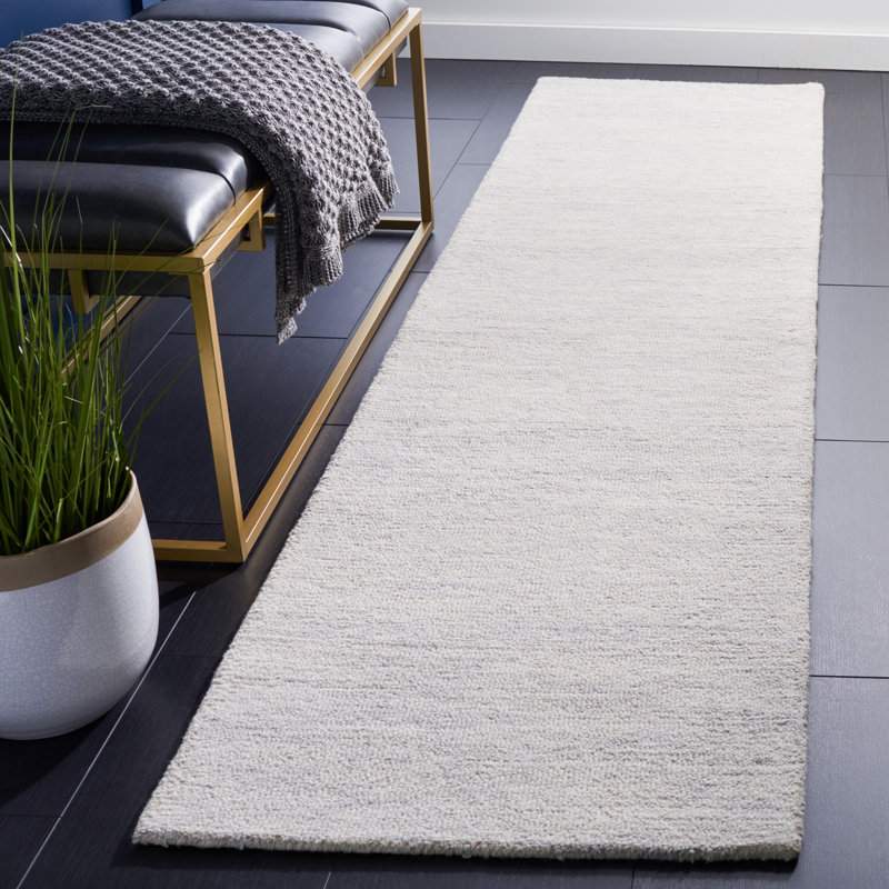 Estilla Metro Hand Tufted Wool/Cotton Solid Color Rug in Ivory, Rectangle 9' x 12'
