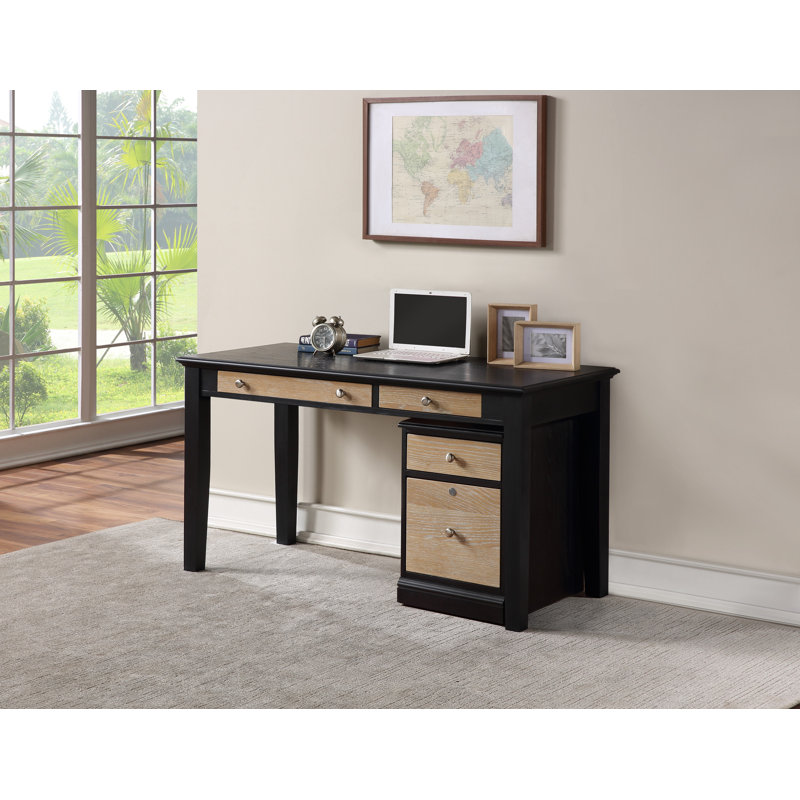 Samul Writing Desk, Aged Oak/Ebony