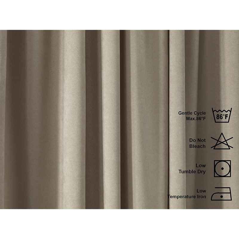Paire de rideaux obscurcissant avec pattes de couleur unie, Beige, L 52 po x L 84 po