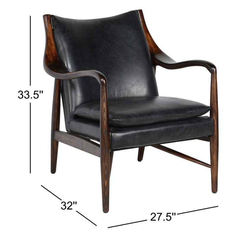 Kareem Club Chair Brown, Black Genuine Leather