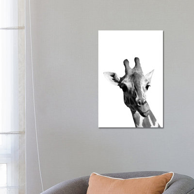 Mono Giraffe by Pixy Paper - Wrapped Canvas Print