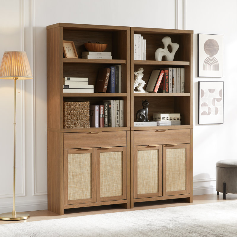 Ensemble de 2 bibliothèques de rangement Arianna, Chêne naturel