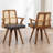 Modern Upholstered Faux Leather Rattan Back Dining Chair-485375918