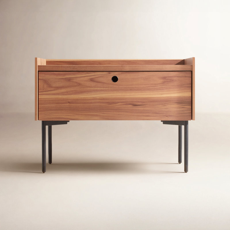 Peek 27'' W Metal Nightstand, Rustic Walnut