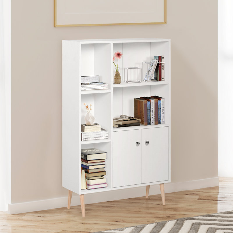 Landyn 123cm H x 80cm W Standard Bookcase, White