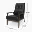 Chaise Mid-Century moderne, similicuir noir, détails, structure en bois d'hévéa stable pour le siège de style Mid-Century, diamant, espace
