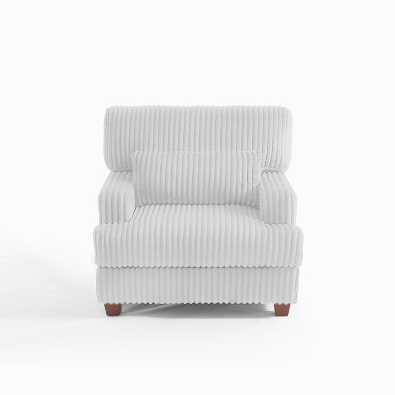 Ermia 92Cm Wide Modern Armchair with Solid Wood Legs, Grey
