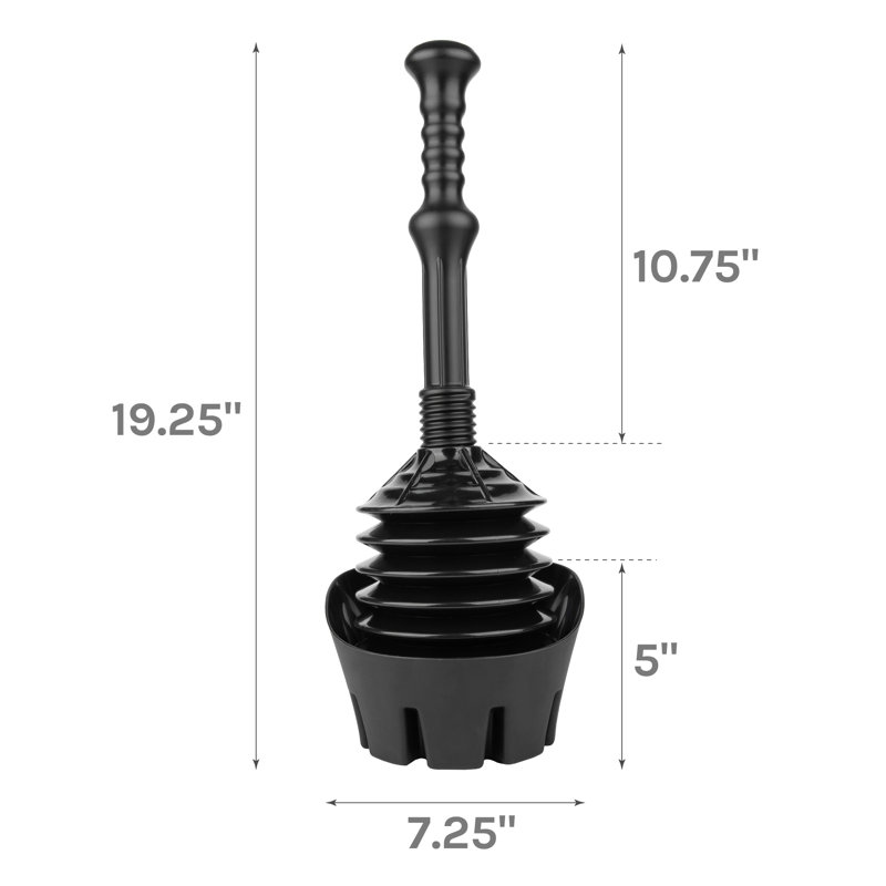 Utility-Sink Plastic Plunger With Tray, Black