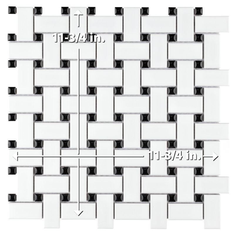 Metro 1.32" x 2" Porcelain Basketweave Mosaic Wall & Floor Tile, Gray/Cobalt Blue