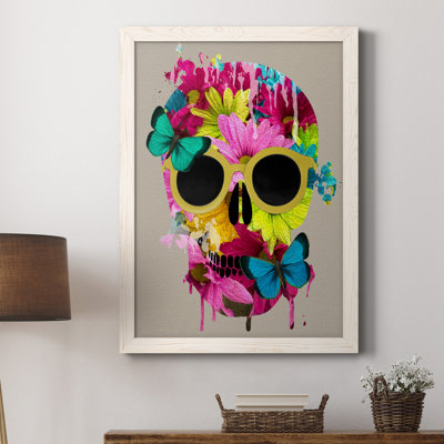 Crâne floral - peinture sur toile encadrée