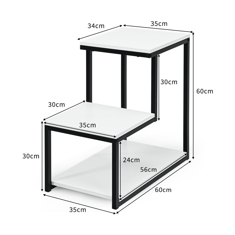 Leong Floor Shelf End Table, White