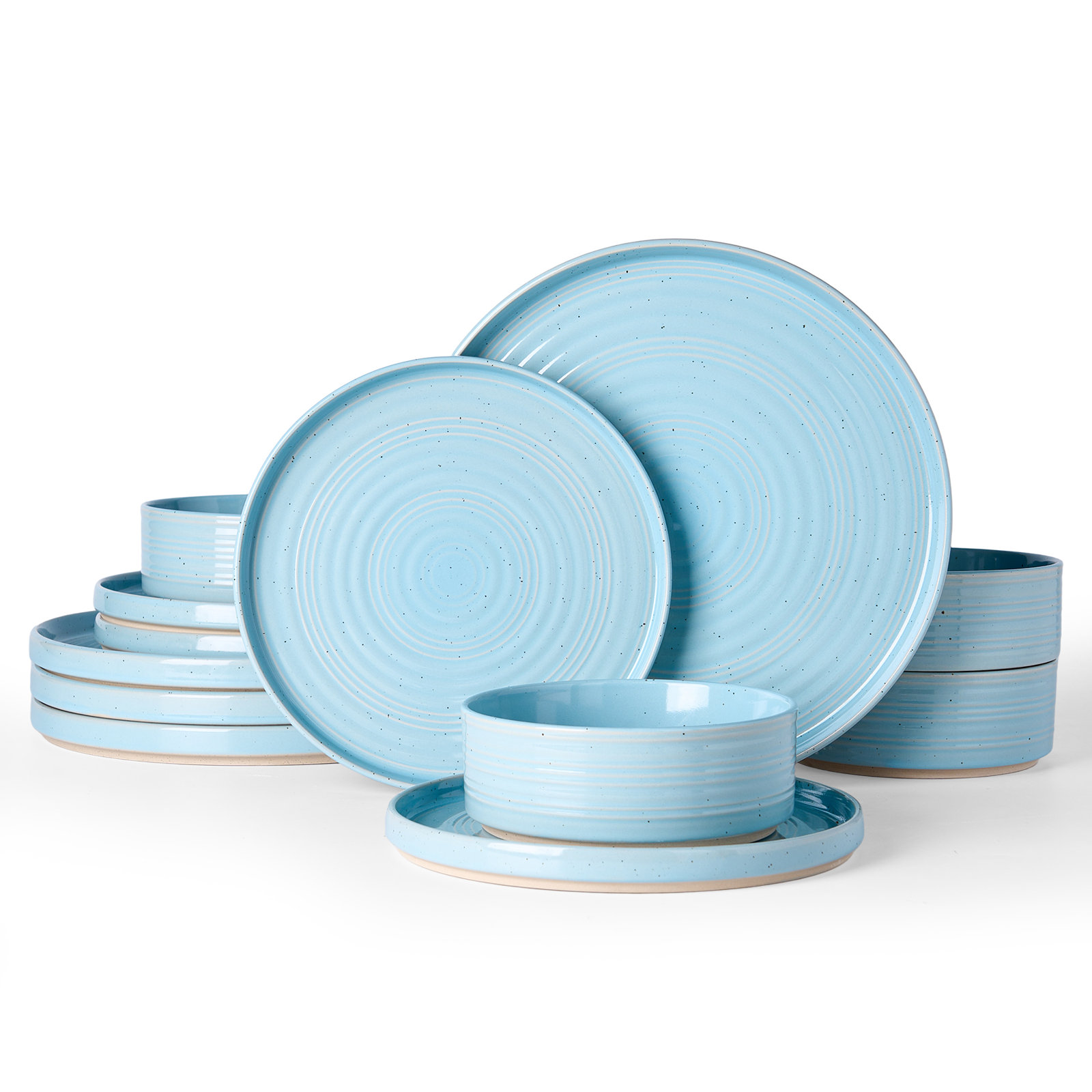 Zaiden Stoneware Dinnerware Set, Ice Blue
