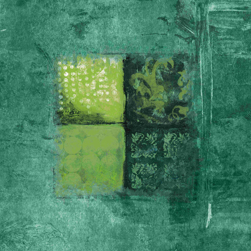 «Blue Painted Tiles 1», art textuel sur toile tendue, H 12 po x l 12 po