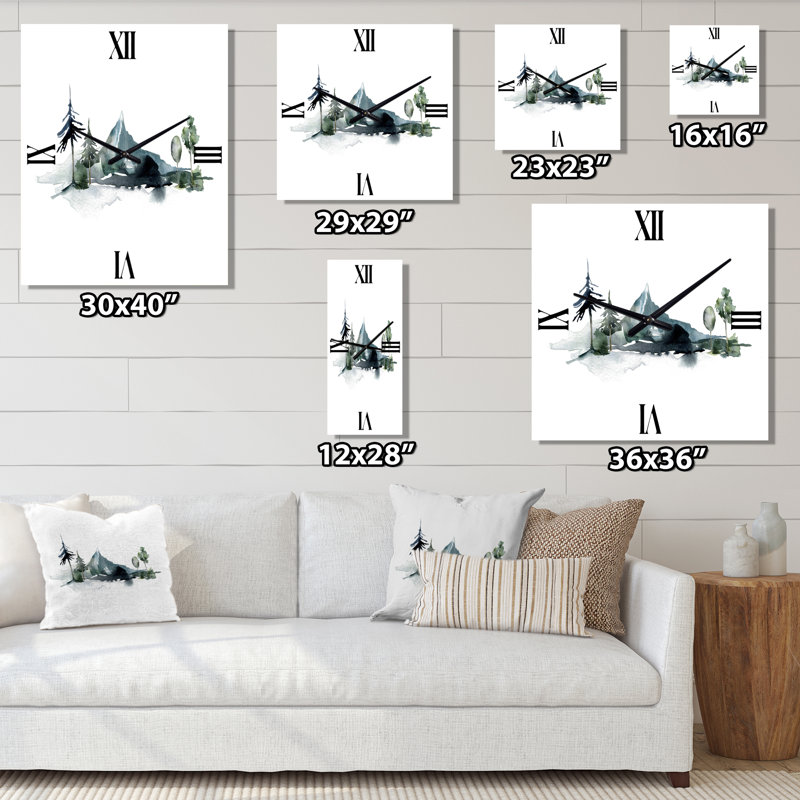 Horloge murale Minimalistic Winter Mountains and Fir Forest II, Petit