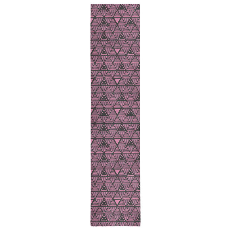 Classic Hand Drawn Triangles Table Runner, 16" x 72", Pink/Black