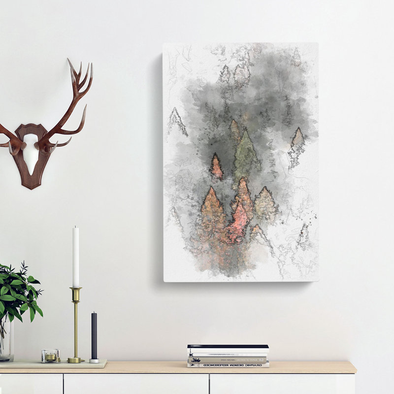 Pointed Trees - Wrapped Canvas Drawing - Wrapped Canvas, 91cm H x 60cm W x 3cm D