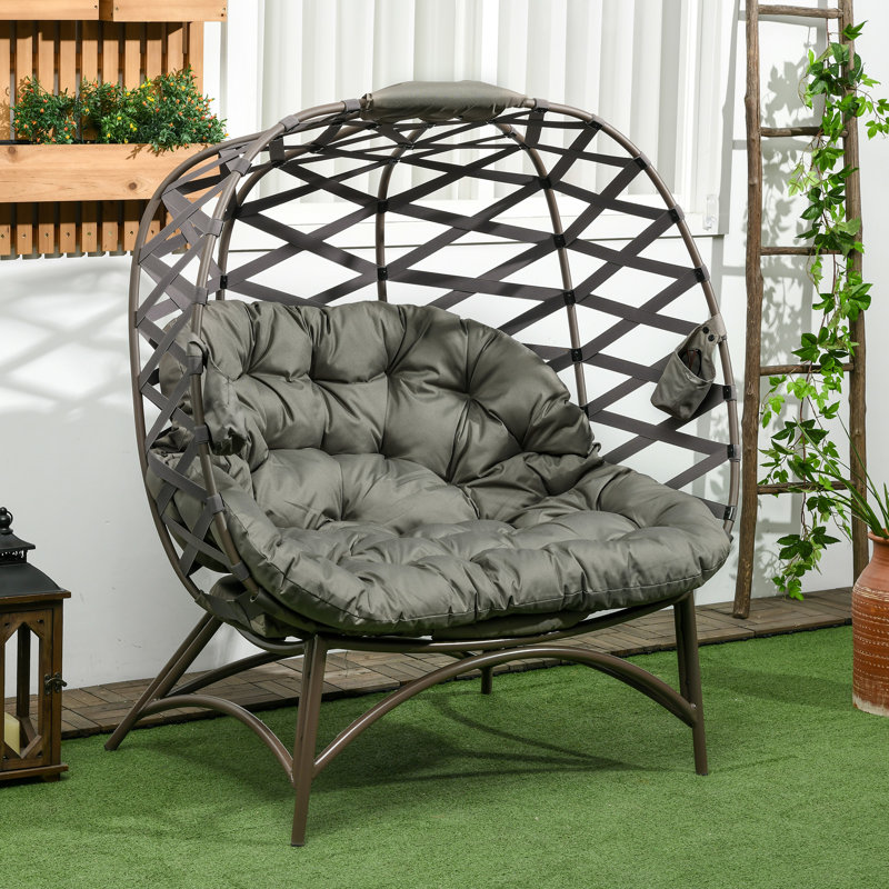 Trapeza Double Egg Chair with Stand, Brown