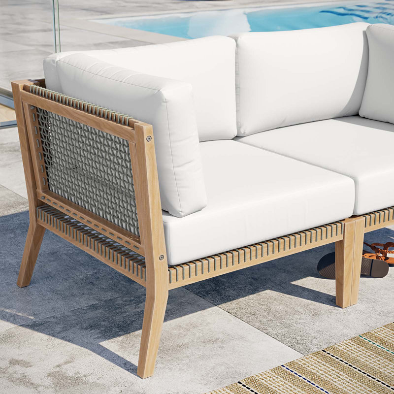 Causeuse d'extérieur en bois de teck Clearwater par Modway, Blanc