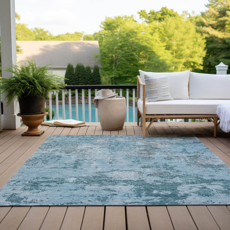 Jeneffer Washable Abstract Indoor / Outdoor Rug, Rectangle 10' x 14'