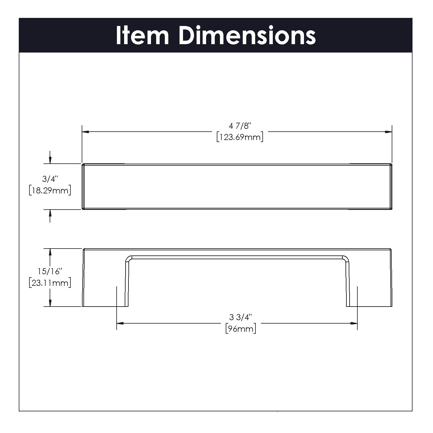 Dash Contemporary Handle Cabinet Pull, Brushed Brass, 3-3/4"