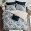 Ensemble de housse de couette standard en coton bleu marine / blanc Provence-60308540