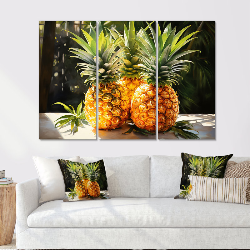 Ensemble d'art mural ananas, H 28 po x l 36 po x P 1 po