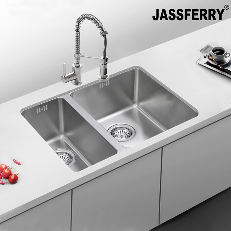 Belfry Kitchen Congo 440mm W Double Bowl Stainless Steel Undermount Kitchen Sink 0