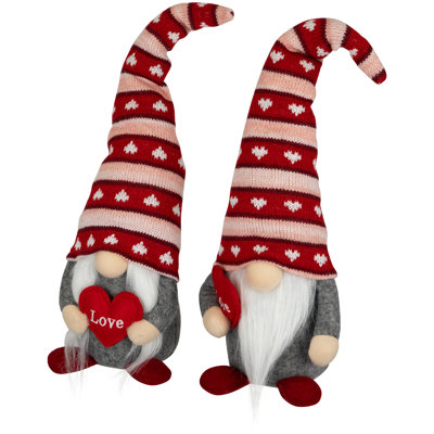 Figurine de gnome de Saint-Valentin 15 po rouge et gris