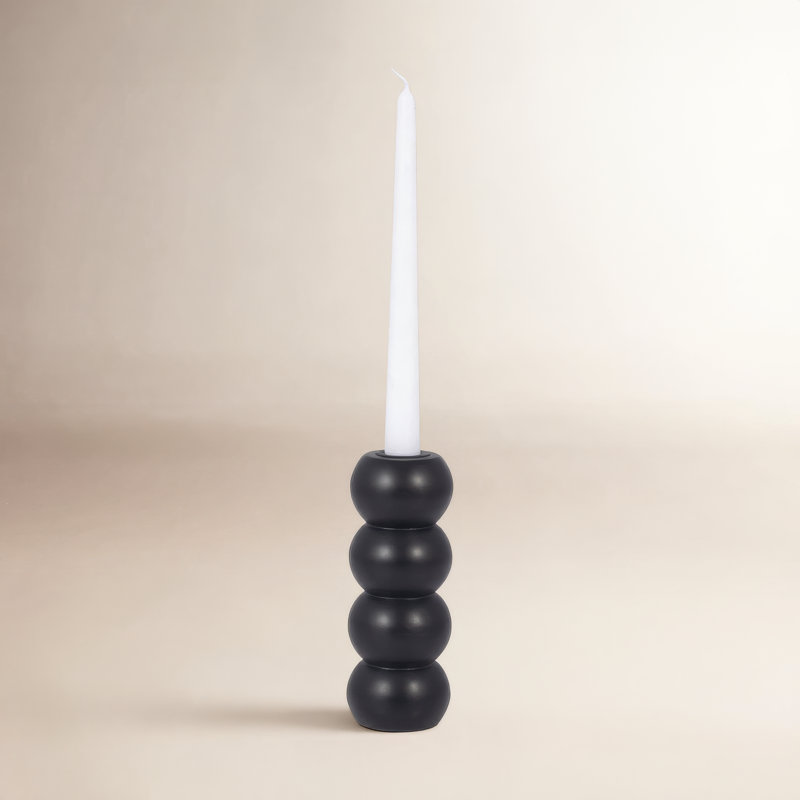 Bois, porte-votive nervuré, naturel, cylindre, Noir côtelé, H 7 po x l 3 po x P 3 po