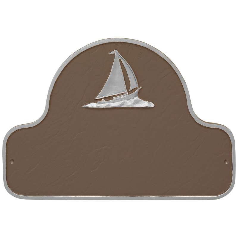 Plaque d'adresse voilier voilier, Sable / argent