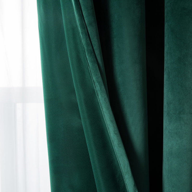 Stockholm Heavy Crushed Velvet Eyelet Sheer Curtains, Width 168 x Drop 228 cm, Green Emerald