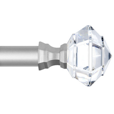 Curtain Rods 32 To 86 Inch(2.6 To 7.2 Ft), Telescoping Splicing 3/4 Single Rods Decorative Drapery Rod With Acrylic Diamond Finial, Nickel