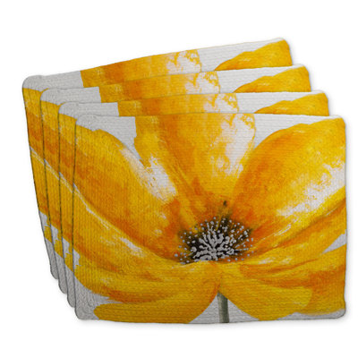 Ensemble de 4 napperons en polyester Big Yellow