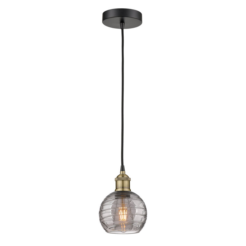 1 - Light Single Globle Pendant, 8.75" H x 6" W x 6" D, Matte Black, Light Smoke