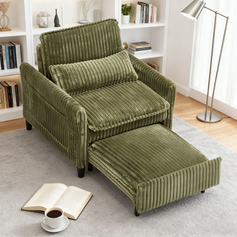 Corduroy Fabirc Fauteuil confortable pour petit appartement Chambre à coucher Balcon Petit canapé-lit Petit canapé avec coussin