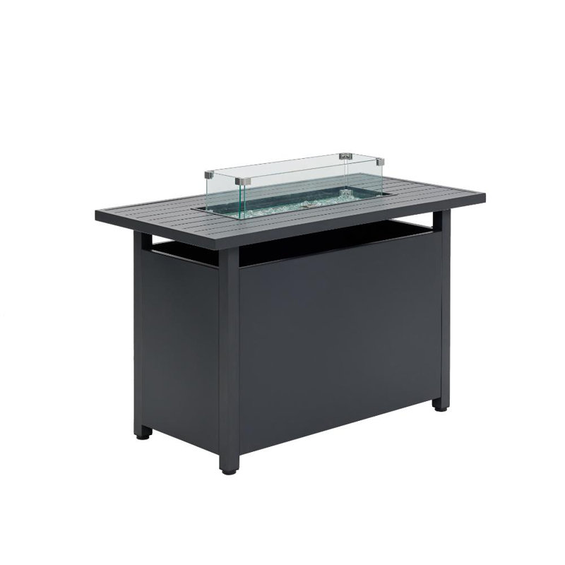 Catullo Rectangle Steel Propane Smokeless Fire Pit Table with Hidden Fuel Tank