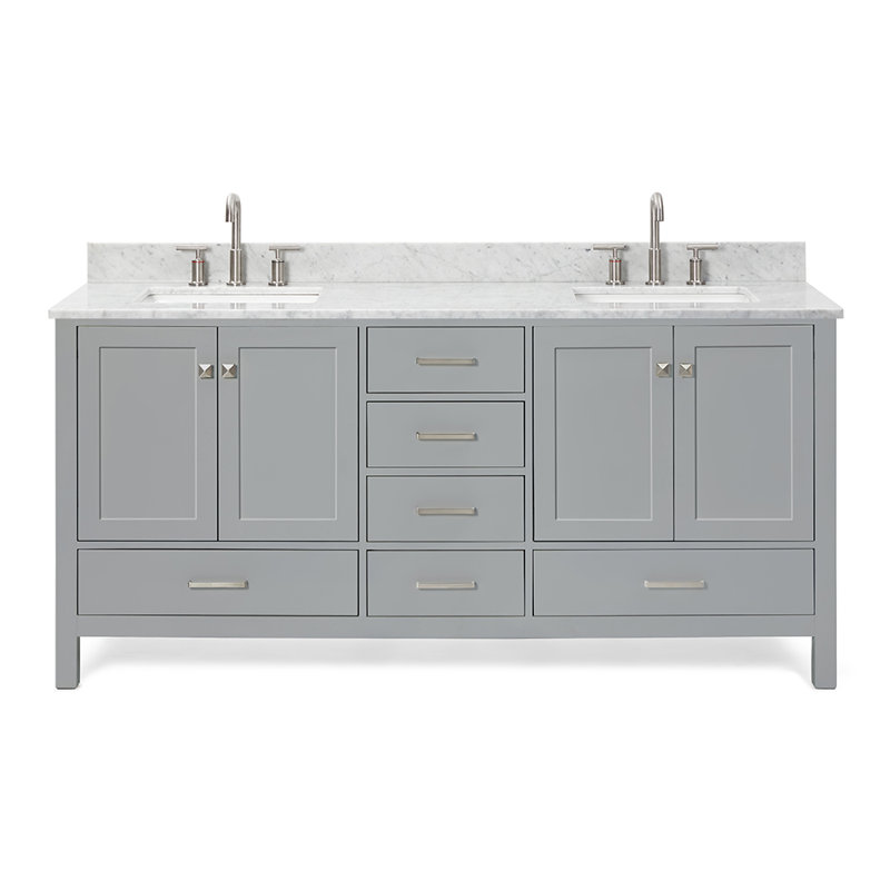 Cambridge 72.25'' Double Bathroom Vanity with Top, Gray