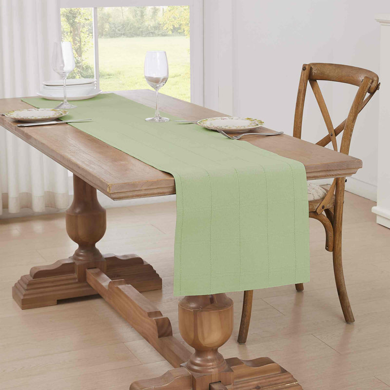 Mint Green Cotton Polyester Rectangle Table Runner