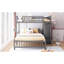 Lit superposé en bois gris avec lits simples superposés, six tiroirs et fond amovible avec motifs de tablettes de rangement réglables-421049833-421049830